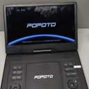 POFOTO 15.7" Portable DVD Player with 14.1" HD Swivel Screen, 6-Hour Rechargeable Battery, Dual Speakers, USB/SD/TV Sync, Supports Multiple Disc Formats, Black [Not Support Blu-Ray]
