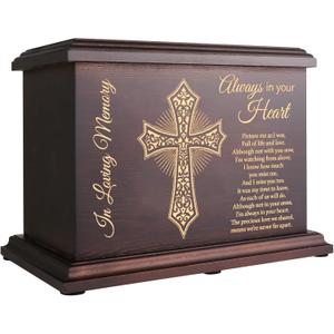 Cremation Memorial Urns for Human Ashes Adult Male Female, Wooden Box and Casket for Ashes Men Women Child, Large Burial Funeral Urns, Holds Up to 270 LBS