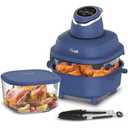 Rosewill Portable Glass Air Fryer, 4-in-1, 4.7 Quart Transparent Glass Cooker with Storage Lid and Tongs, Intelligent Compact for Deep Roasting, Recrisp