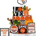 13 Pcs Basketball Tiered Tray Decor Wooden Basketball Table Centerpieces Decor Rustic Wooden Sport Game Sign for Fans Theme Party Supplies