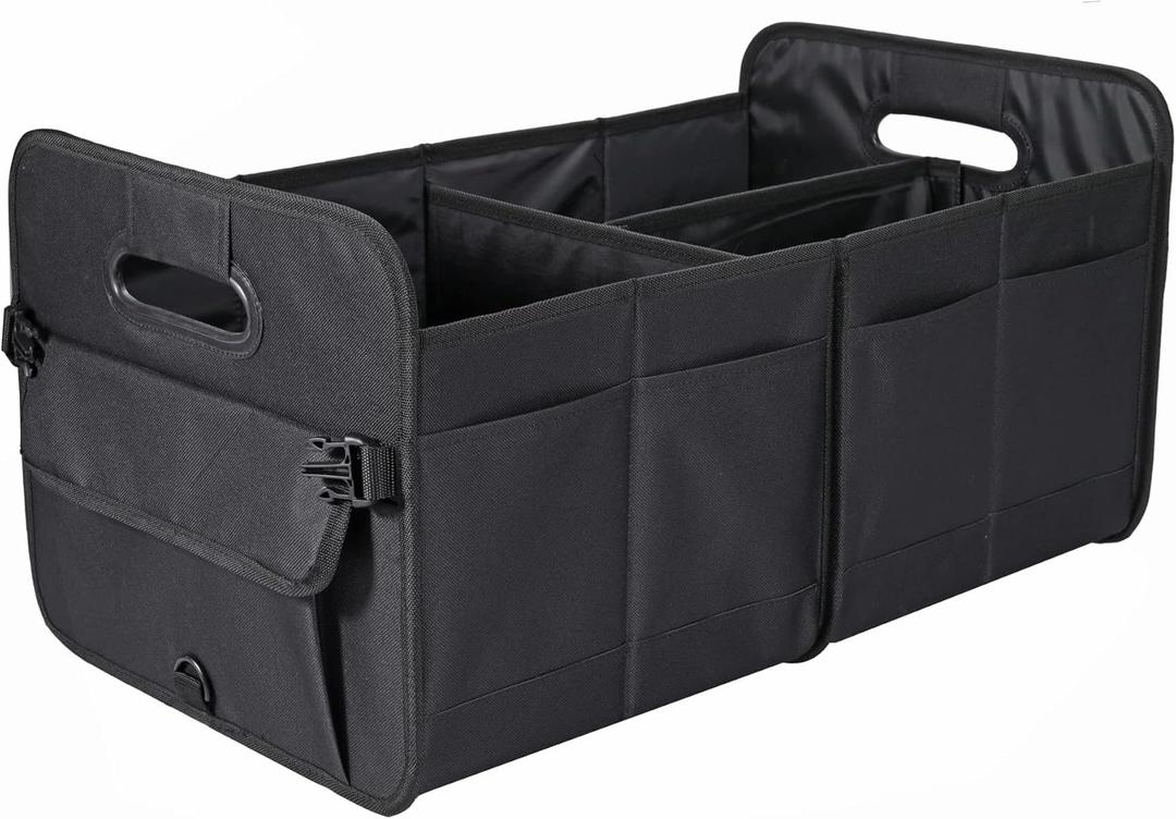 AOKJOY Car Trunk Organizer Car Storage Organizer Collapsible Multi Compartment Car Organizer Adjustable Straps Car Organizer for SUV(Black)