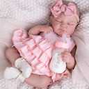 Aori Reborn Baby Dolls Girl 20'' Realistic Sleeping Newborn - Lifelike Poseable Vinyl Baby Doll with Feeding & Outfit Set - Weighted Body for Cuddling, Gift for Collectors & Kids 3+ (Light Pink)