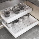Seinloes 2 Pack Pull Out Cabinet Organizer 24" Deep,Full Extension 3 Slide Rails Slide Out Drawers With Raising Pad for Framed Cabinets,Expandable Width (15.4"-26.2"),No Drill Roll Out Shelf,White
