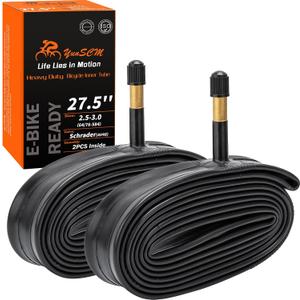 2-PCS 27.5" Heavy Duty Bike Tire Tubes 27.5x1.75/2.40 AV48MM Schrader Valve (45/62-584) Inner Tubes Compatible with 27.5x1.75/1.95/2.0/2.10/2.125/2.25/2.35/2.4 MTB, Gravel, City Bike Tire Tubes