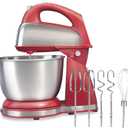 Hamilton Beach Classic Stand and Hand Mixer, 4 Quarts, 6 Speeds with QuickBurst, Bowl Rest, 290 Watts Peak Power, Red (64654)