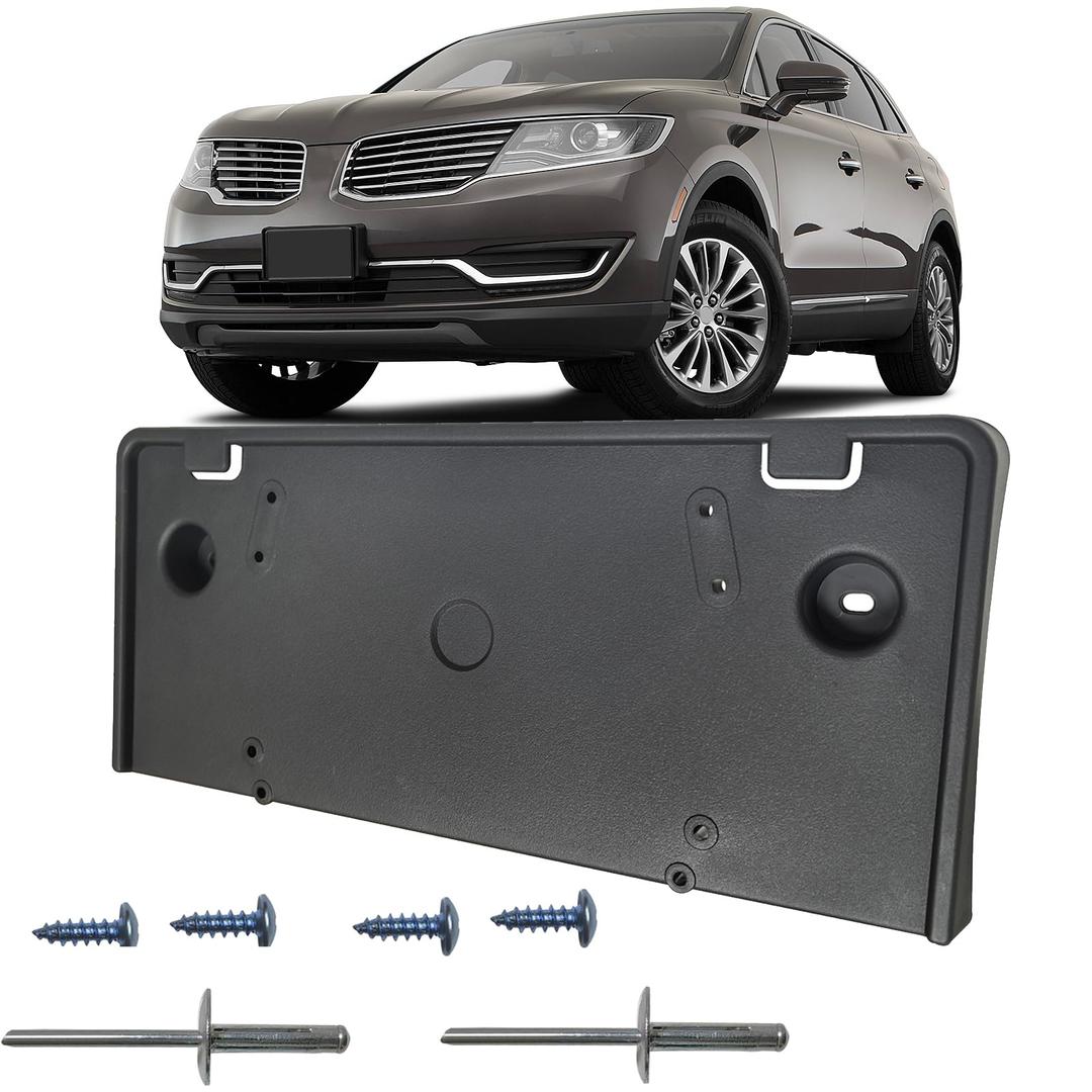 Front License Plate Frame Mounting Bracket Tag Holder Textured Black Fits for Lincoln MKX 2016 2017 2018 Replace FO1068163 FA1Z17A385AB
