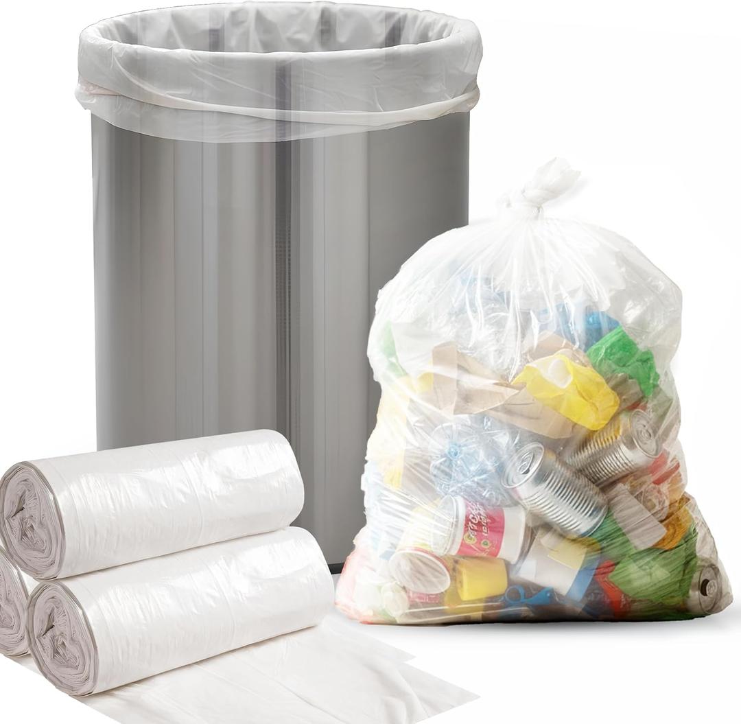 Premium 40-45 Gallon Trash Can Liners 250 Count (40" x 48") – Strong Multipurpose Clear Trash Bags on Easy-Tear Rolls for Home, Office, Commercial & Industrial Use