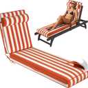 Chaise Lounge Cushions Outdoor 72x21x4 Inch, Patio Lounge Chair Cushions w/High Density Foam, 4 Inch Pool Lounger Cushion w/Removable Cover Handles, Fits Poolside Patio Outdoor Furniture, Yellowstripe