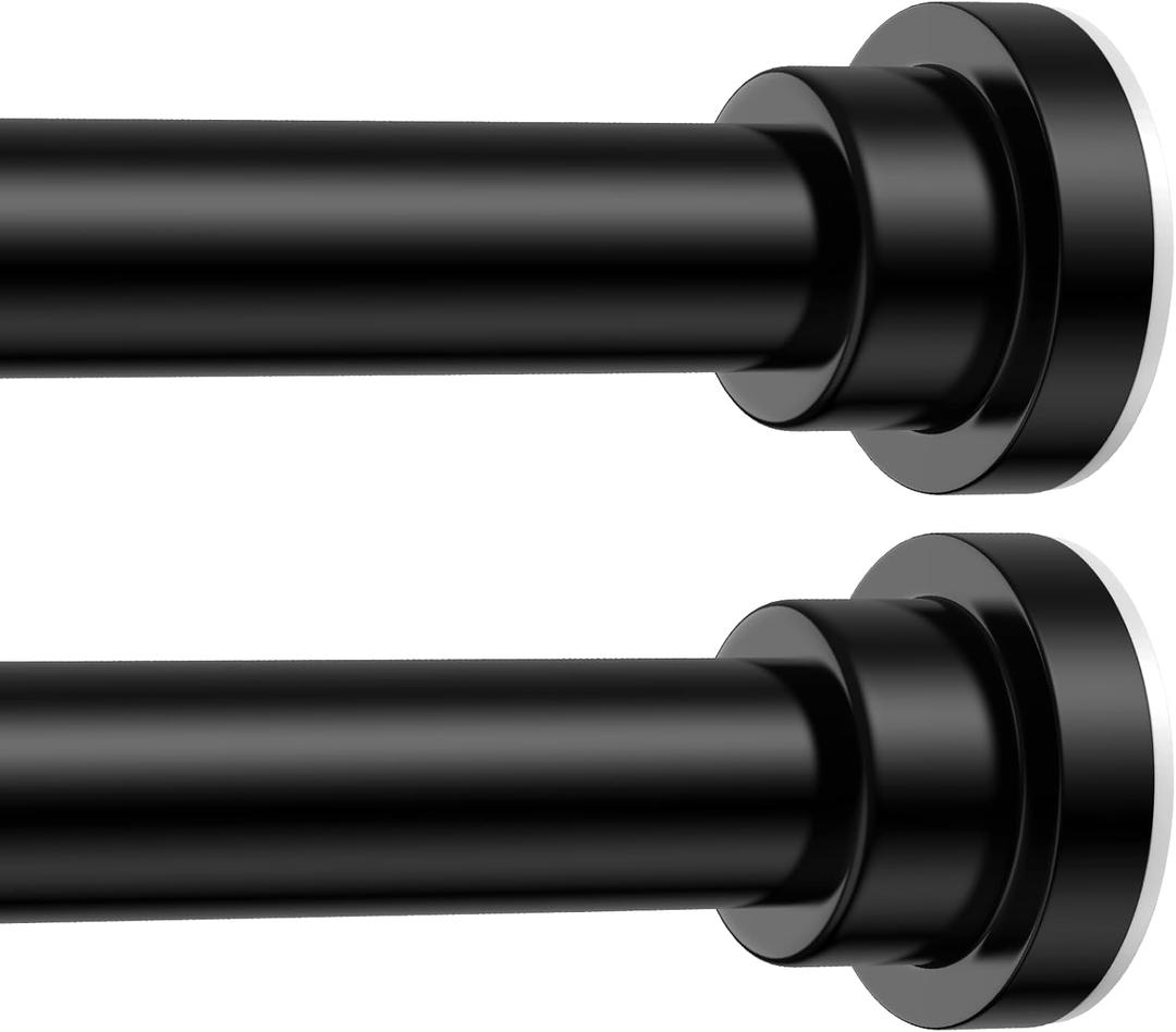 2 Pack Adjustable Tension Curtain Rods 32 to 48 Inches, No Drilling 7/8" Tension Rods for Window, Doorway Closet, Matte Black