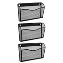 EASEPRES 3 Single Pocket Mesh Hanging File Organizer, Vertical Wall Mounted Magazine File Holder, Mount Basket Mail Paper Document Folder Organizing for Office, Home and School, Black