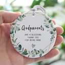 Ornaments Gifts for Godparents 2025,Thank You for Being Mine Gift for Parents in Law,Gifts from Godchild,Round Ceramic Ornament Keepsake,Double-Sided Printing with Ribbon and Gift Box(2.9") (Godpanents-dark Green)