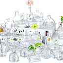 Hewory 2.3'' Mini Bud Vases: 28Pcs Small Clear Glass Vases Bulk for Wedding Party Table Accent - Tiny Decoration for Babies Breath Wildflowers