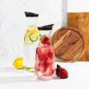 Square Plastic Pitcher with Black Lid, 34 oz - Case Pack of 12 - For Juice, Water, Iced Tea, and Buffet Beverage Service