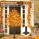 2 Pack 6FT Artificial Lighted Maple Tree, Fall Decorations for Home with Timer, 300 LED Prelit Fall Decor Maple Tree with Warm White Light for Indoor Outdoor Harvest Halloween Thanksgiving Day, Orange