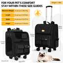 MGB Rolling Cat Carrier with Wheels, Pet Carrier, Black (Not for Airline)