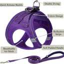 Dog Harness with Leash Set, No Pull Adjustable Reflective Step-in Puppy Pet Vest Harnesses for Small Medium Large Dogs and Cats,Purple L