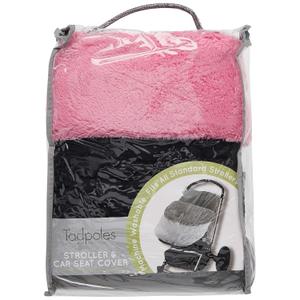 Tadpoles Quilted Stroller & Car Seat Cover - Black & Pink | 27" x 20" x 2" | Made of 100% Super Soft Microfiber Polyester | Warm, Gentle & Durable | Ideal for Use as a Stroller Cover & Car Seat Cover (Light Grey)