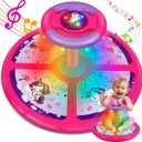 Unicorn Sit and Spin Toys for Toddlers 1 2 3 4 5 6 Years Old, Bigger Size, Christmas Birthday Gift for Kids Boys Girls with Music & LED Lights, 360°Spinning Seat Sensory Toys for 18M+