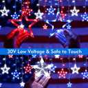Red White Blue Curtain Lights 4th of July Patriotic Star Icicle Lights, 158LED Hanging String Light Waterproof 8 Modes Connectable for Independence Day Bedroom Wall Window Outdoor Indoor Decor