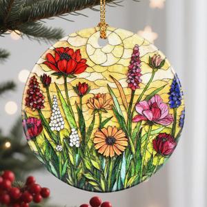 Christmas Ornament, Stained Glass Ornament, Christmas Ornaments for Tree, Hanging Ornaments for Home Decor & Xmas Decorations  Holiday Decor, Gift Ideas, Perfect Holiday & Xmas Gifts - Wildflower