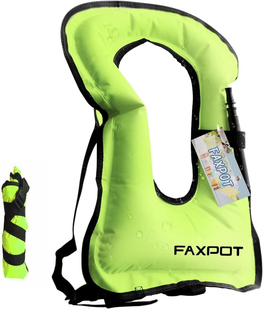 Snorkel Vest, Adults Portable Kayaking Buoyancy Inflatable Swim Vest Jackets, Diving Surfing Adjustable Snorkeling Vest Swimming Jacket for Outdoor Water Sports Fun Safety, Size Adult