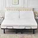 Kingnex Waterproof Partial Split Top King Mattress Protector for Adjustable Bed with Upper Flex 32-34" from Head Soft Noiseless Bamboo Viscose Terry Fitted Mattress Cover