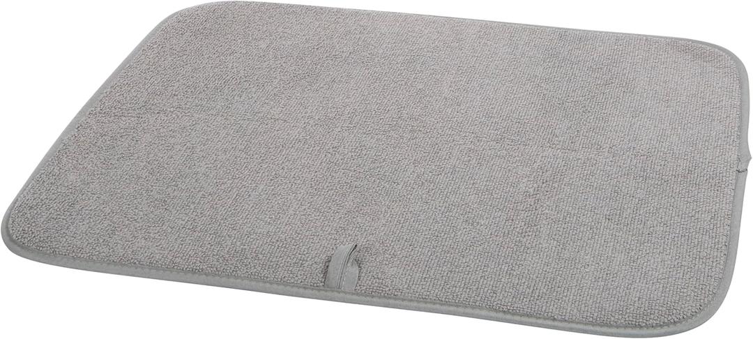 Absorbent, Reversible Microfiber Dish Drying Mat for Kitchen, Dish Drying Pad, 16 Inch x 24 Inch, Gray