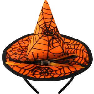 3 x Witch Hat Headband for Women, Halloween Headbands for Kids, Cute Orange Spiderweb Witch Costume Accessories, Small Hat Headpiece for Girls Trick or Treat