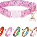 Cute Dog Collar Rainbow Pattern for Boys and Girls Holiday Dog Collars Summer Fall Gift Adjustable for Small to Medium Breed Dogs (Rainbow, S)