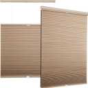 Custom Top Down Bottom Up Cellular Shades, Light Filtering Cordless Blinds for Indoor Windows, Pull Down Honeycomb Blinds Easy to Install, Brown