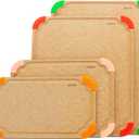 Elihome Cutting Wise 4pcs Kitchen Cutting Board Set, Non Slip Feet, Color Coded with Food Icon, Natural Wood Fiber, Dishwasher Safe, Eco-Friendly, Juice Grooves,Non Porous, BPA Free, Made in USA