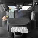 JEYODA Car Suede Seat Organizer High-capacity Seat Back Pouch Central Storage for Pickup SUVs Double-sided Tissue Storage Handbag Holder Car Accessories (Black)