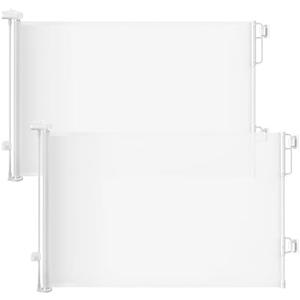 Cumbor 2-Pack Retractable Baby Gates for Stairs, 55" Wide Soft Mesh Pet Gate for Dogs with One Hand Opening, 34" Tall Toddler Gate with Top Lock for Bedroom, Doorways, Indoor/ Outdoor, White