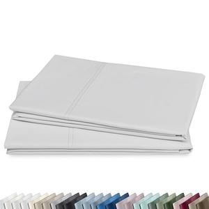 California Design Den Premium Pillow Covers Queen Size Set of 2-600 Thread Count Sateen, Natural 100% Cotton Standard/Queen Pillowcases, Crisp, Durable Bedding - Light Silver