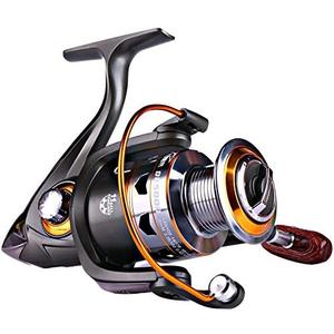 Sougayilang Spinning Fishing Reels with Left/Right Interchangeable Collapsible Wood Handle Powerful Metal Body 5.2:1/5.1:1 Gear Ratio Smooth 11BB for Inshore Boat Rock Freshwater Saltwater Fishing