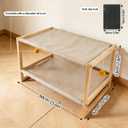 2 Layer Cat Hammock Bed, Pine Wood Bunk Bed for Cats with Removable Washable Cover, 45 lbs/Tier Capacity, Elevated Pet Bed Includes Tools & Toys (23.6" x 16.5" x 13")