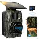 MAXDONE Solar Trail Camera WiFi Bluetooth  64MP 4K Game Camera with 5200mAh Rechargeable Battery, 0.1s Trigger 65ft Night Vision, IP66 Waterproof Trail Cam with 32GB TF Card for Outdoor Backyard