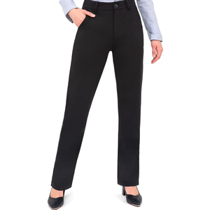 Bamans Dress Pants Women Work Business Pants Tummy Control Office Straight Leg Trousers High Waisted Ladies Slacks L