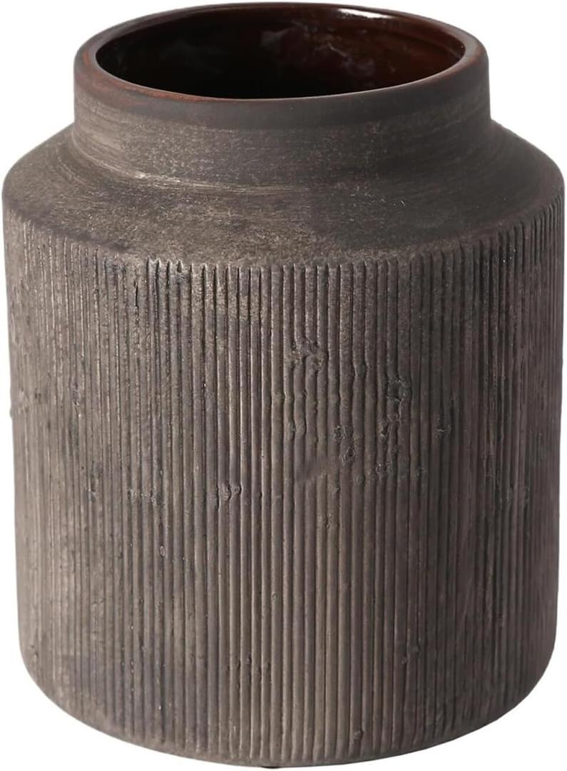 Flower Vases Home Decor Vintage Ceramic Vase Suitable for Living Room, Shelf Decor, Dining Table Decor (Black)