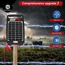 10 Miles Solar Powered Electric Fence Charger – 0.18J Output, 24/7 Day/Night Protection, Portable Fence Energizer for Dogs, Chickens, Garden, Livestock, Rechargeable Solar Panel, Rugged & Waterproof
