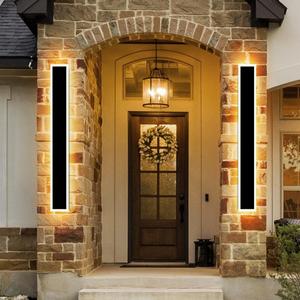 2-Pack 48inch Modern Outdoor LED Long Wall Light Fixture Exterior Wall Sconce Long Strip Wall Lamps, IP65 Waterproof 36W 3200LM Black, 3000K/4000K/5000K Adjustable, Dimmable, ETL