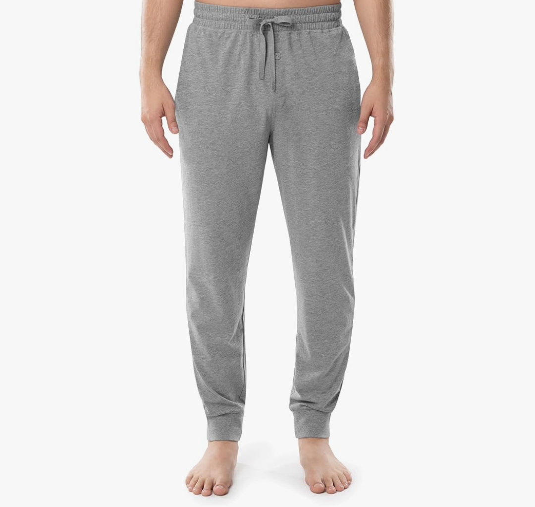 Fruit of the Loom Men's Jersey Knit Jogger Sleep Pant, Grey Heather, S