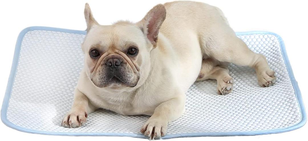 Dog Cooling Mat, Chew & Scratch Resistant QMAX>0.5 for Smal to Medium Dogs Up to 25 lbs, M 26''*20'' Machine Washable Non-Skid Portable Easy to Fold Crate Pad