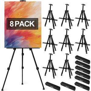 AROIC Art Painting Artist Easel Stand, Painting Display Easel Stand,Portable Adjustable Iron Tripod Display Stand with Bag, Height from 20 to 66 in for Table-Top/Floor Drawing and Displaying(8 Pack), 20x6x13 inches