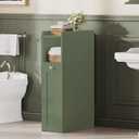 ChooChoo Slim Bathroom Storage Cabinet with Slide Out Drawers Narrow Storage Organizer with Hidden Storage, Freestanding Toilet Paper Holder, Bathroom Cabinet for Small Places, Green, 15.74"D x 7.48"W x 28.35"H