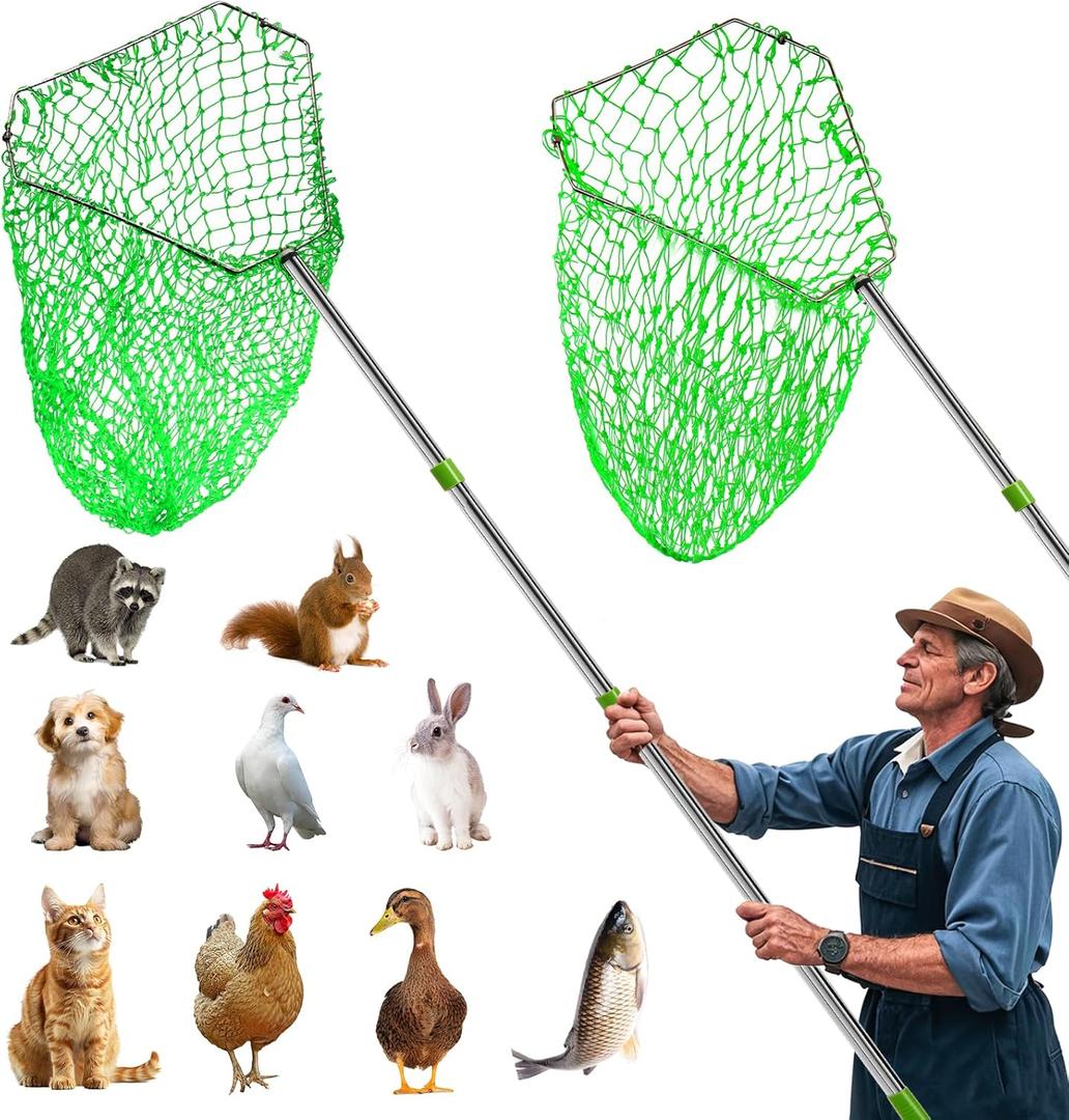 Chicken Catching Net 2-in-1 Combo with Coarse and Fine Mesh Nets, Extendable from 29 to 68 Stainless Steel Frame for Catching Ducks, Birds, Goose, and Fish, Essential Coop Accessory Chicken Catching Net 2-in-1 Combo with Coarse and Fine Mesh Nets, Extendable from 29 to 68 Stainless Steel Frame for Catching Ducks, Birds, Goose, and Fish, Essential Coop Accessory