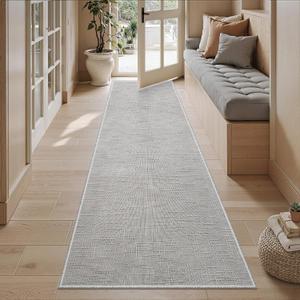 2x6 Runner Rug Non Slip, High-Low Pile Runners for Hallways,Grey