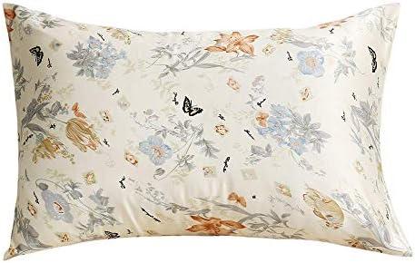 Tim & Tina Silk Pillowcase for Hair and Skin with Hidden Zipper Soft and Smooth Satin Pillowcase Both Sides 100% Pure Mulberry Silk Pillow Case (Standard, Butterfly Flying)