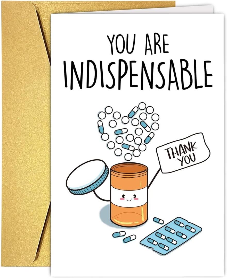 4 x Nurse Day Cards, Cute Thank You Card for Doctor Nurse Pharmacy, Lovely Doctor DR Day Card, Funny Appreciation Cards for Men Women, Medical Staff Appreciate Gift