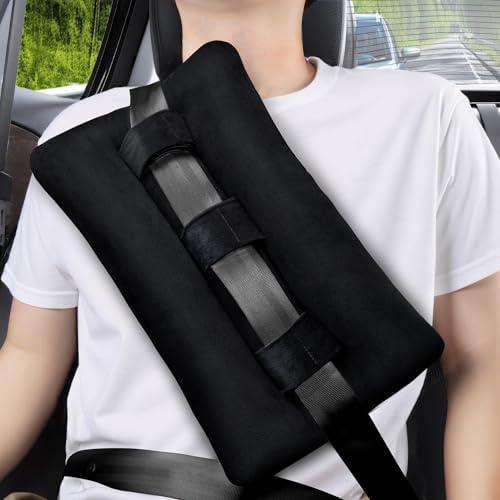 Seat Belt Pillow Post Surgery, Heart Pillows for After Heart Surgery Recovery, Chest Port Pacemaker Pillow for Chemo Patients Seatbelt, Gifts for Women After Hysterectomy (Black)